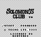 Solomon's Club (Europe) Title Screen